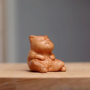 Adorable petit chat pour petite amie, figurine de chat en bois de santal sculpté, série Fun Cat, cadeau d'anniversaire - Product Image 4