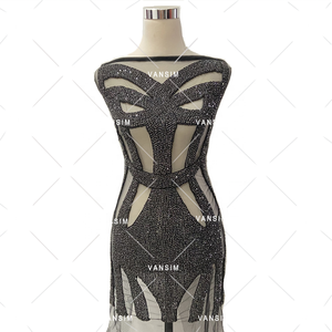 Applique de corsage en strass scintillant, patch en cristal perlé pour robe de mariée, robe de demoiselle d'honneur, robe de soirée - Product Image 2