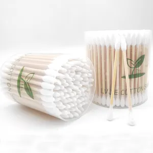 Eco Friendly Home Use Buds Biodegradable Pointed Q Tips Disposable Ear Cleaning Qtips Bamboo Cotton Swabs