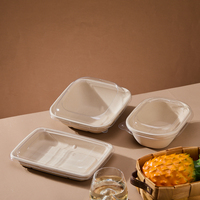 Emballage alimentaire jetable en pulpe de bagasse de canne à sucre, boîte à lunch, bol à salade en pulpe de bagasse de canne à sucre avec couvercle