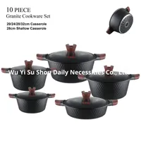 10 buah panci Die-Casting aluminium berlian kecil dengan tutup kaca antilengket kompor Universal peralatan memasak panci sup batu nasi