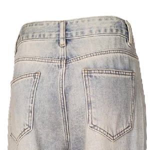 Jeans a Vita Alta e Gamba Dritta da Donna, 100% Cotone Organico, Lavaggio Vintage, Ricamo 3D e Strass - Product Image 6