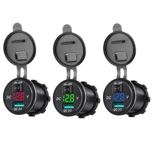 Marine IP65 QC3.0 Accesorio de la toma de corriente de salida de 12-24V <span class=keywords><strong>2</strong></span>.1A con interruptor de encendido-apagado y medidor de voltaje Cargador de coche USB - Product Image 3