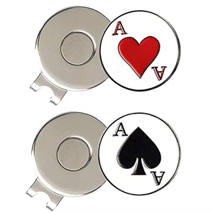 Marqueur de golf populaire de haute qualité marqueur de golf de <span class=keywords><strong>poker</strong></span> personnalisé en gros prêt à expédier accessoires de golf marqueur de balle logo personnalisé en métal - Product Image 1