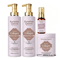 Ensemble de soins capillaires à la kératine et au collagène en 4 pièces avec shampoing et après-shampoing de 800 ml, huile capillaire et traitement revitalisant en profondeur, marque privée