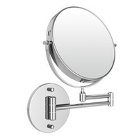 Miroir de maquillage personnalisé en chrome de haute qualité, double bras extensible, mural, double face, pliable, éclairé, grossissement 3x