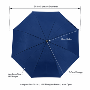 Elegante Paraguas Compacto de Dos Pliegues en Azul Mediterráneo Intenso con Mango de Madera, Ideal para Regalo al Estilo de la <span class=keywords><strong>Riviera</strong></span> Italiana y Uso Diario - Product Image 3