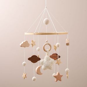Estrellas, Luna, nubes, carillón de viento de madera, decoración sencilla para habitación de bebé con perchas para cuna de recién nacido, adornos de cumpleaños móviles - Product Image 1