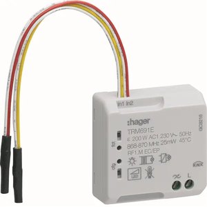 TRM691E compatibile con Hagers Micromodulo radio KNX a incasso Quicklink 2 ingressi + 1 uscita dimmer 200W 2 fili - Product Image 1