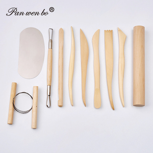 Panwenbo Lot de 10 outils de sculpture en poterie souple avec détail en bois Couteau en bois fin Ensemble combiné d'outils en argile pour sculpture à la main - Product Image 5