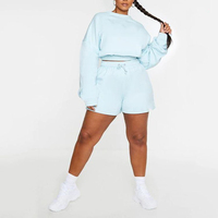 L230637 Combinaison de jogging active personnalisée, survêtement d'entraînement, short de pull oversize, short deux pièces pour femme, ensemble grande taille