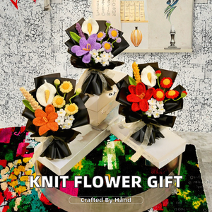 DAMAI Bouquet de fleurs tricotées et crochetées à la main de qualité supérieure, tulipe, fer à cheval, lotus, cadeau pour la fête des mères - Product Image 2