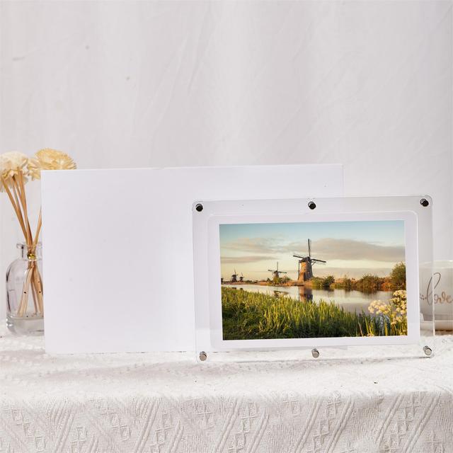 Touch Screen WiFi Clock 10.1 Inch Acrylic Digital Photo & Video Frame with Transparent Motion Display