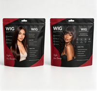 Sacs d'emballage pour perruques en Mylar avec logo imprimé numérique personnalisé, pochettes refermables pour perruques courtes, tresses sales, emballage de cheveux