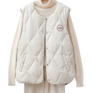 <span class=keywords><strong>Gilet</strong></span> matelassé personnalisé avec logo, motif losanges, ultra-léger, chaud, sans manches, coupe ajustée, boutons-pression, pour <span class=keywords><strong>femme</strong></span> - Product Image 1