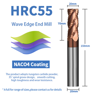 HANDERK OEM 3/4 Flute <strong>Roughing</strong> End Mill Set Hrc55 Tungsten Carbide <strong>Roughing</strong> Milling Cutter for <strong>CNC</strong> <strong>Tool</strong> - Product Image 6