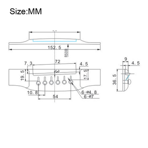 152,5 mm Palisander-Brücke für 41-Zoll 6-Saiten Folk-Gitarre Akustikgitarren-Brücke Gitarrenteile - Product Image 4