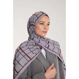 Voile carré Pure Tone à motif argenté bordeaux en mousseline 100 % polyester pour femme, robe modeste respirante à impression numérique - Product Image 1