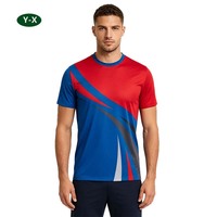 T-shirt de sport personnalisé en polyester à séchage rapide pour hommes, sublimé, pour l'entraînement et le tennis de table
