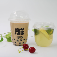 Gobelets en plastique transparents personnalisés pour emporter, en PET/PP, à fond rond, pour bubble tea, café glacé, 16 et 24 oz, avec couvercles panda, gobelet Boba en forme d'ours