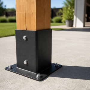 Custom <strong>Sheet</strong> Metal Fabrication Steel Post <strong>Holder</strong> Base Bracket for 6x6 Wood Posts Deck Fence and Pergola - Product Image 2