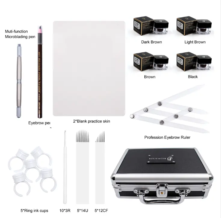 Draagbare Biomaser Leerling Wenkbrauw Microblading Kit Compleet 3D Tattoo Semi Permanente Make-Up Kit