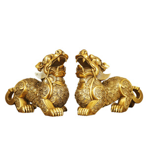 Figura de Pixiu de latón fundido con forma de animal, decoración de mesa, adorno de Año Nuevo Chino - Product Image 2