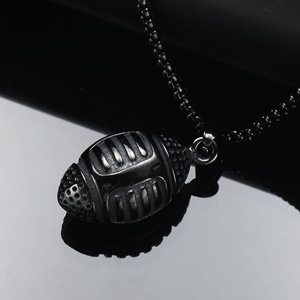 Collar de acero inoxidable de estilo Punk de moda con colgante de fútbol americano 3D joyería conmemorativa americana para aniversario - Product Image 5
