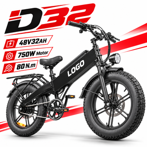 Vélo électrique D32 750W 48V 32Ah avec frein à disque et batterie intégrée, pneu de 20 pouces, vélo tout-terrain - Product Image 1