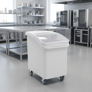 Food Grade Dry Ingredient Storage Cart on Wheels <b>Large</b> Capacity Rice <b>Bin</b> Flour Container with Clear Lid - Product Image 1