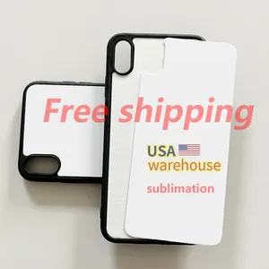 sublimation phone case blank Us Warehouse Free shipping 2D TPU aluminum plate cell phone Case for sublimation custom for iphone