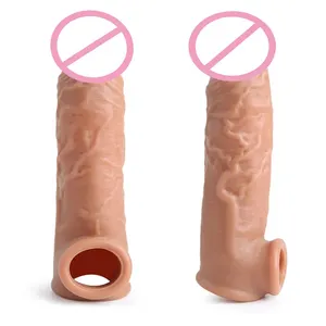 Penis Sleeve Xxl Realistic Silicone Extension penis extender Big Dildo Strap On hollow Dildos with strap Sex Toy For Men