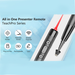 รีโมทไร้สาย 4-in-1 พร้อมคลิกเกอร์ ตัวชี้แบบยืดหดได้ สีแดง สำหรับงานนำเสนอ พร้อมปากกาสไตลัส ชาร์จไฟได้ - Product Image 3
