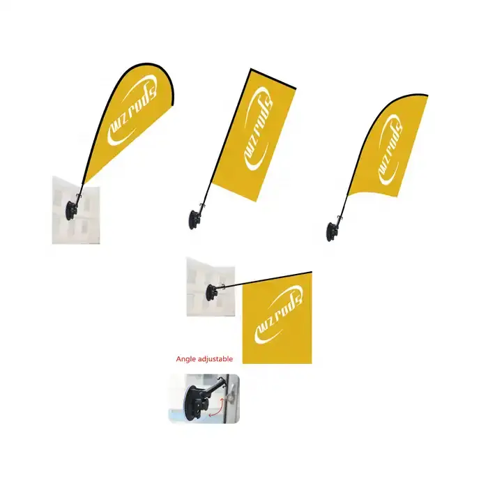 Weihai WZRODS custom flag Screen Printed Blank Wholesale Double Sided Car Flags Window Wing Flag Pole Sucker Banner For sale