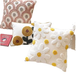 Nordic Fresh Embroidered Flower Square Pillowcase Hospital Home Living Room <b>Sofa</b> Decor Cushion Backrest <b>Pillow</b> Covers - Product Image 1
