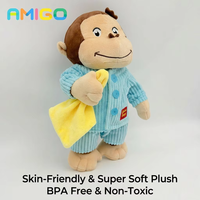 Ensemble de couvertures pour bébé, peluche singe, couverture de sécurité avec bordure en satin, jouet doux pour bébés et adultes