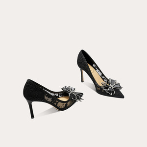 Zapatos de Tacón para Novia, Sandalias de Satén con Lazo de Cristal, Zapatos de Fiesta y Baile de Graduación, Verano 2025 - Product Image 5