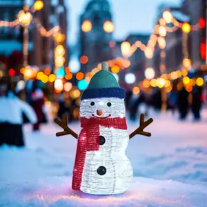 24" USB 8 ฟังก์ชั่นรีโมทคอนโทรล 33 ชิ้นไฟ LED รสด้วยผงน้ําลายผ้า Snowman