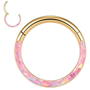 Pendiente de Aro con Segmento Articulado de Titanio G23 con Ópalo Frontal, para Tragus, Concha, Hélix, Cartílago, Nariz, Septum, Joyería para Piercing Corporal - Product Image 6