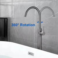 Fabricant de gros robinet de baignoire haut débit or rose colonne en cuivre doux brossé côté baignoire vertical chaud et froid