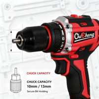 Perceuse sans fil Li-Ion 20V, couple de 45 N.m, deux vitesses 0-450-1800 tr/min, perceuse rechargeable, perceuse électrique pour le bricolage, le bois, le métal, les travaux domestiques