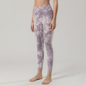 Mallas personalizadas para mujer, entrenamiento al aire libre, Yoga, deporte, suave, Control de barriga, alta elasticidad, levantamiento de glúteos, Tie Dye, mallas de Yoga de cintura alta - Product Image 1