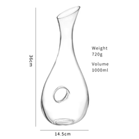 Decantador de vino de cristal sin plomo de lujo al por mayor, juego de vodka de garrafa de 1000ml para whisky y whisky de diseño único