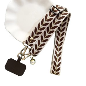 Lanière de téléphone portable réglable en polyester, cordon de cou transversal avec clip, design anti-perte, ornements suspendus en perles, charme - Product Image 5