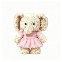 Jolie jupe en peluche éléphant bouclée esthétique avec volants en dentelle, douce et moelleuse, jouet en peluche éléphant mignon et adorable
