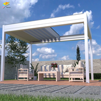 Pergolas rétractables manuelles en aluminium avec cadre thermolaqué, préfabriquées, pour la décoration extérieure de plage, protection solaire, toit de piscine