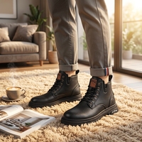 Bottes mi-mollet pour hommes, style décontracté chic, nouvelle collection automne 2025, en PU artificiel respirant, à lacets, semelle EVA, style cowboy