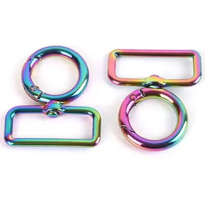 Ivdouff Supply Rainbow Color Metal Spring Gate Ring with 1.25inch