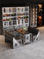 Canapé en fer forgé pour bar, salon de thé, bar lounge, café commercial, restaurant, ensemble de chaises de bureau de style industriel type conteneur