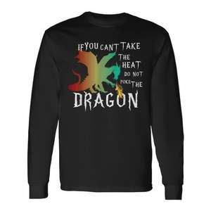 Cool Dragon Flame Spewing Mythical Creature T-shirt à manches longues pour adultes unisexe imprimé numériquement à col rond - Product Image 1